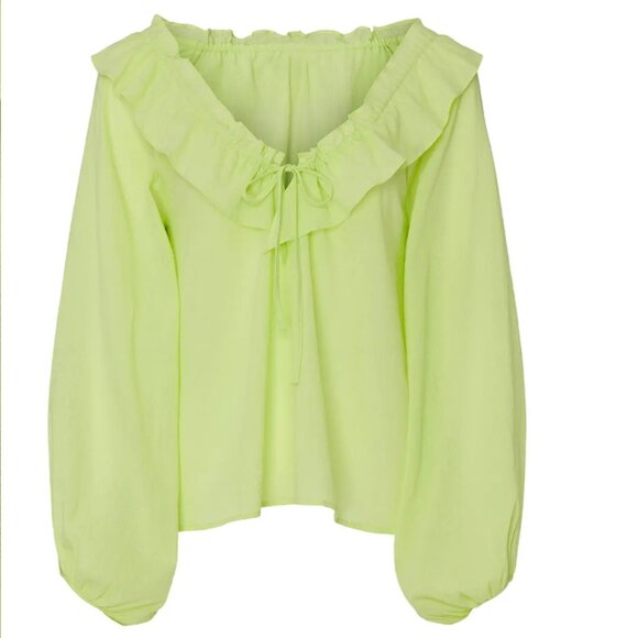 Small - Love Whit by Whitney Port - Citron Ruffle Blouse Rent the Runway $156 - Picture 9 of 12